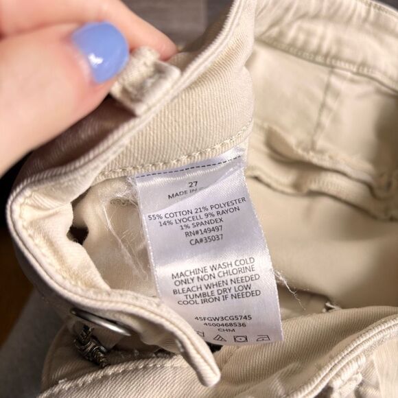 Favorite Daughter Straight leg raw ankle cargo pants light khaki 27 - Picture 3 of 4